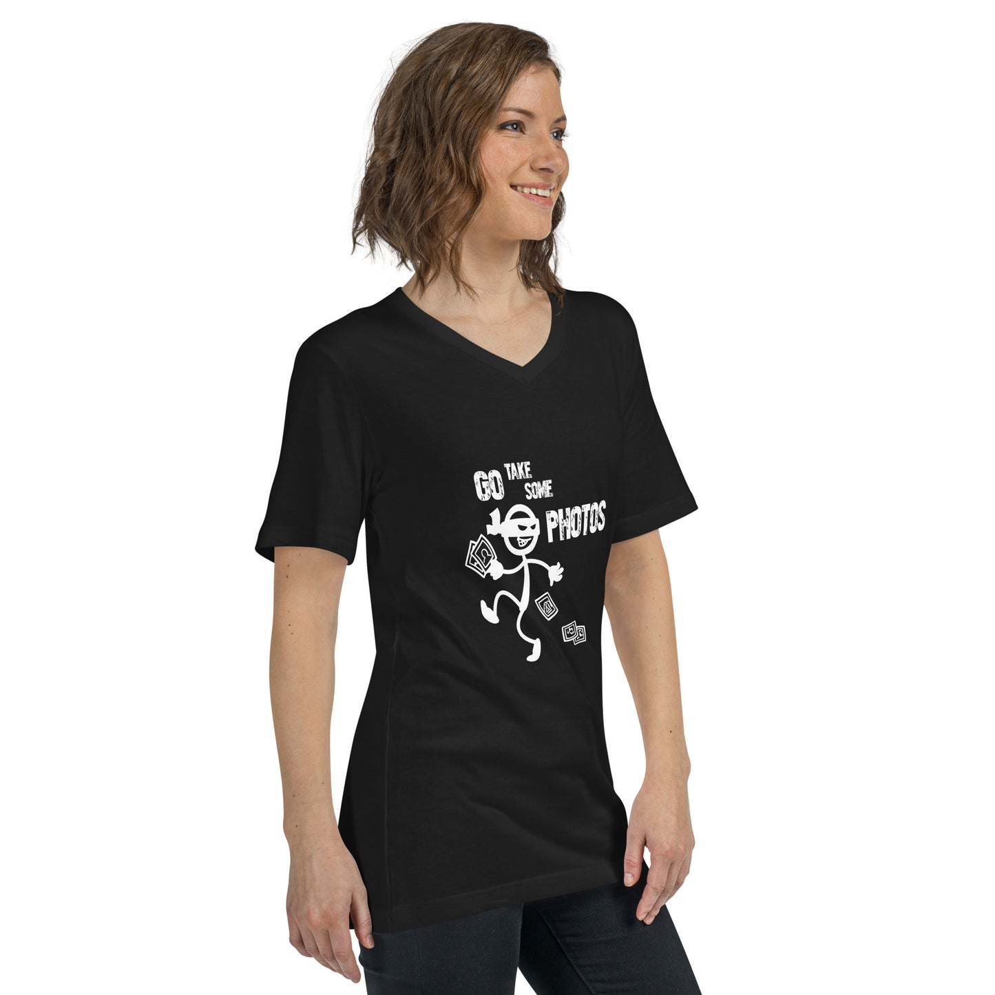 Go "Take" Some Photos - Black V-Neck T-Shirt