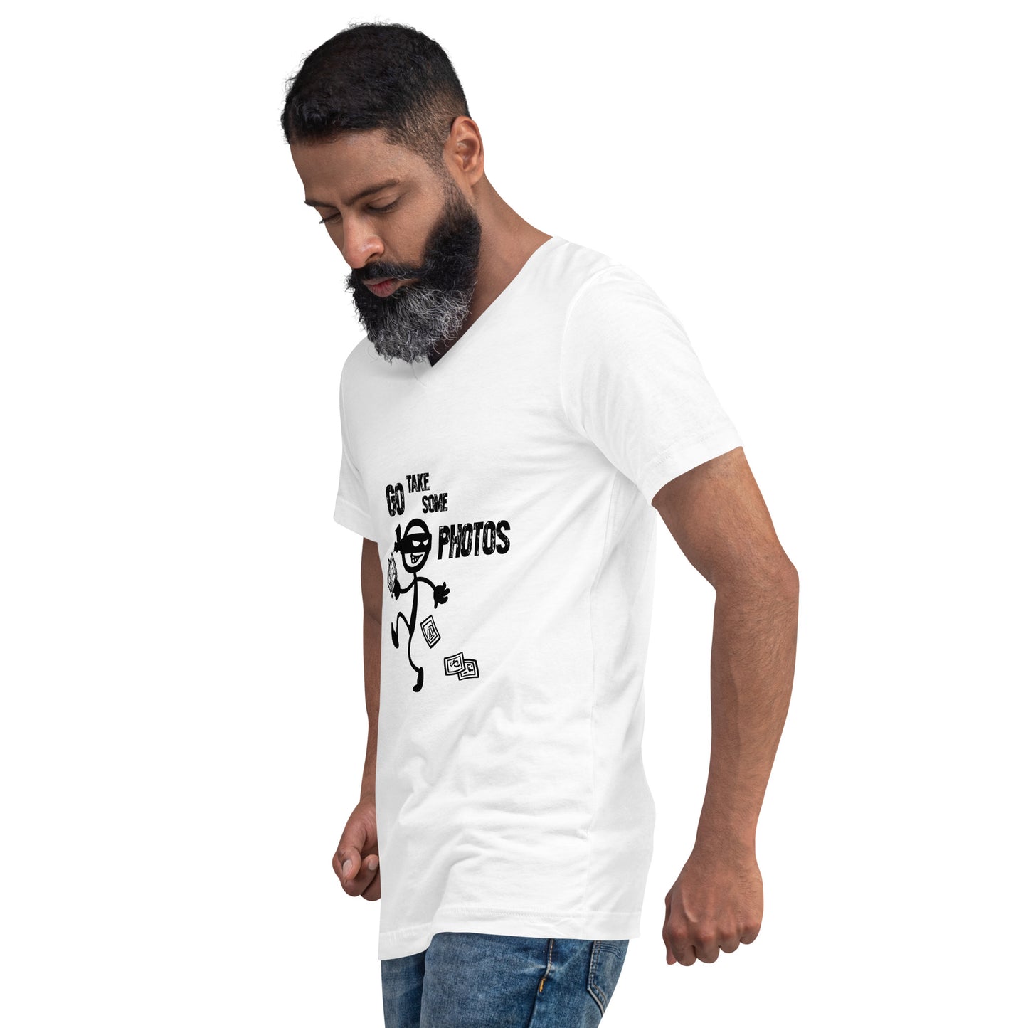 Go "Take" Some Photos - White V-Neck T-Shirt