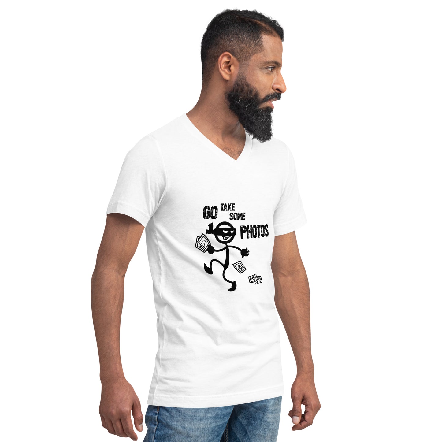 Go "Take" Some Photos - White V-Neck T-Shirt