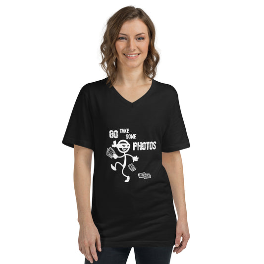 Go "Take" Some Photos - Black V-Neck T-Shirt