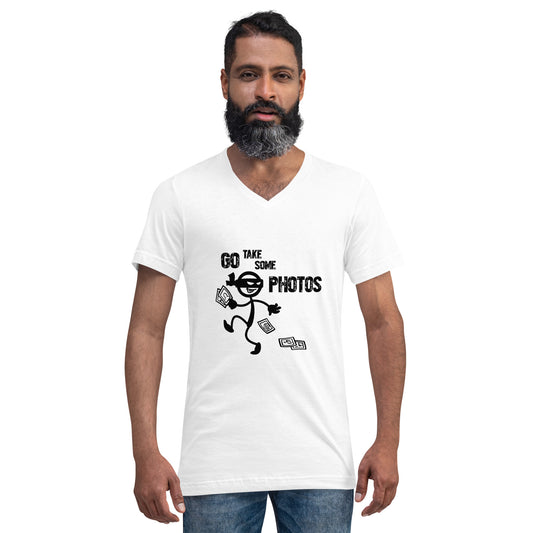 Go "Take" Some Photos - White V-Neck T-Shirt